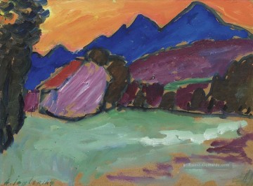 Alexej von Jawlensky Werke - roter abend blaue berge 1910 Alexej von Jawlensky